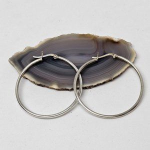 925 STERLING SILVER - Medium Round Hoop Earrings